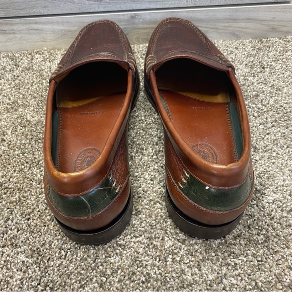 - H.S. Trask Brown Leather Color Block Moc Toe Slip-On Penny Loafer Shoes 9 - Picture 4 of 12